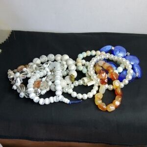 Vintage Bundle Stone/glass Bracelet Lot Ten.